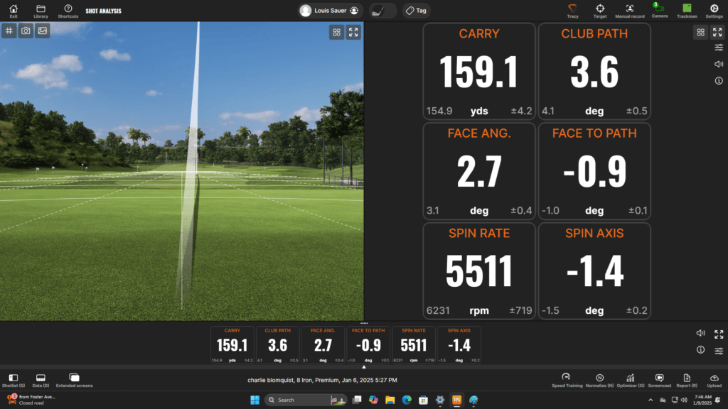 Trackman Face to Path training
